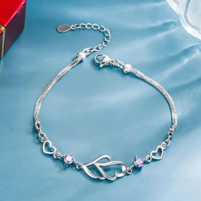 Bracelet cœur à cœur en argent Sterling 925 pour femmes