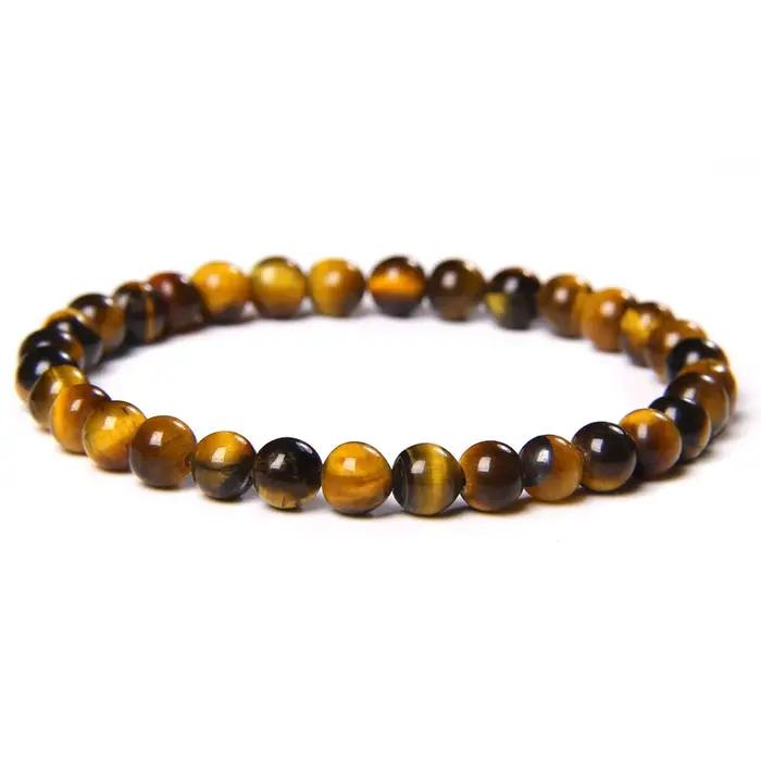 Bracelet en œil de tigre tendance pour homme et femme, bracelet élastique en pierre naturelle, brace