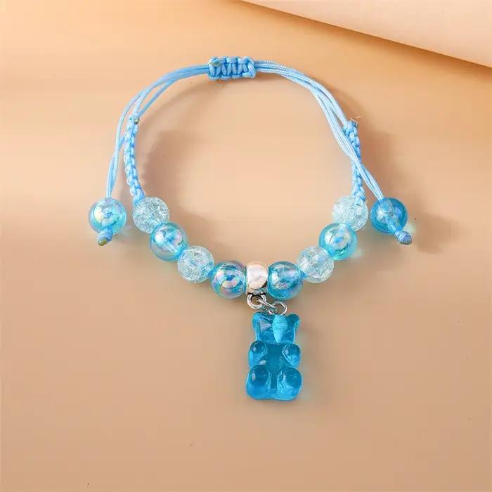 Bracelet ours de dessin animé pour femme, ULà main faite à la main, perles tissées, bijoux de fête p