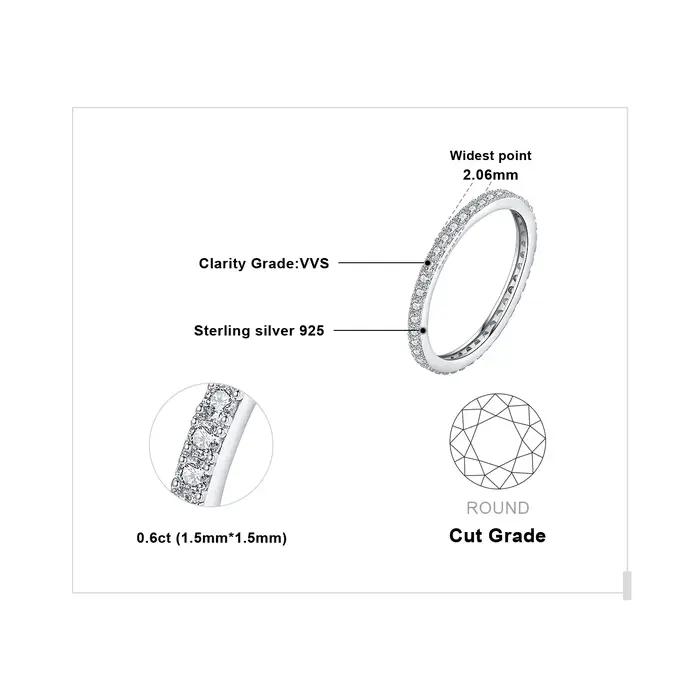 JewelryPalace 5A CZ éternité classique 925 en argent Sterling bague de fiançailles de mariage pour femme cadeau d'anniversaire bijoux fins