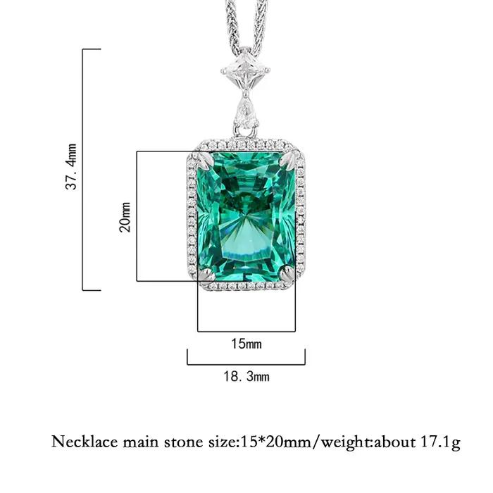2025 rétro 15*20mm vert Tourmaline pendentif colliers pour femmes de luxe pierres précieuses laboratoire diamant Cocktail fête bijoux fins cadeau