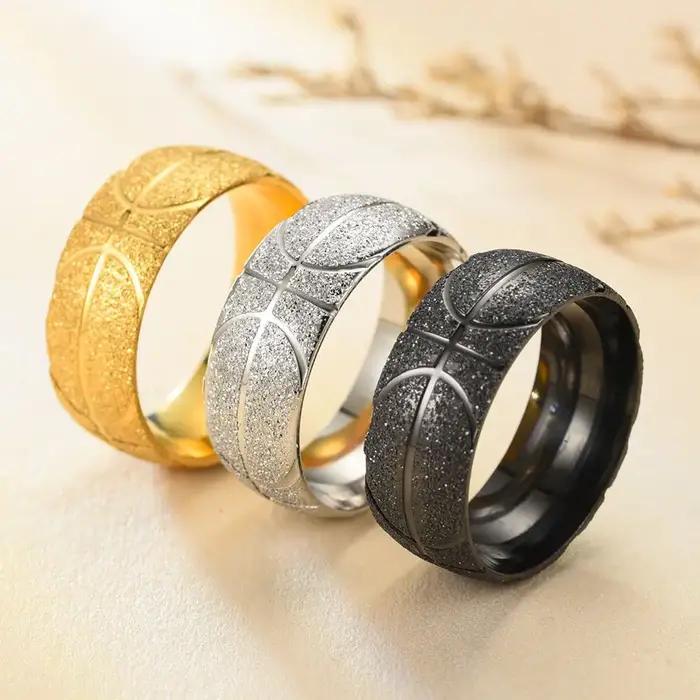 Bague de sport de basket-ball en acier inoxydable pour hommes et femmes