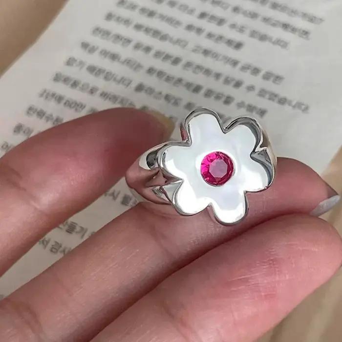 Bague à fleurs y2k pour femmes et filles