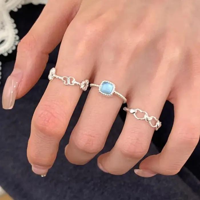 Sam Panda – bague en argent Sterling 925 avec Zircon bleu pour femmes