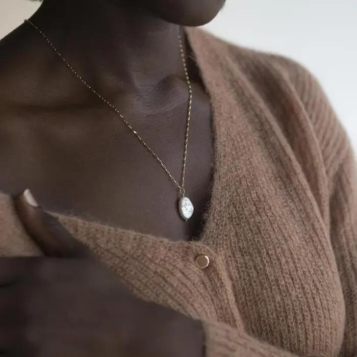 Collier de perles baroques naturelles remplies d'or 925 argent/14K