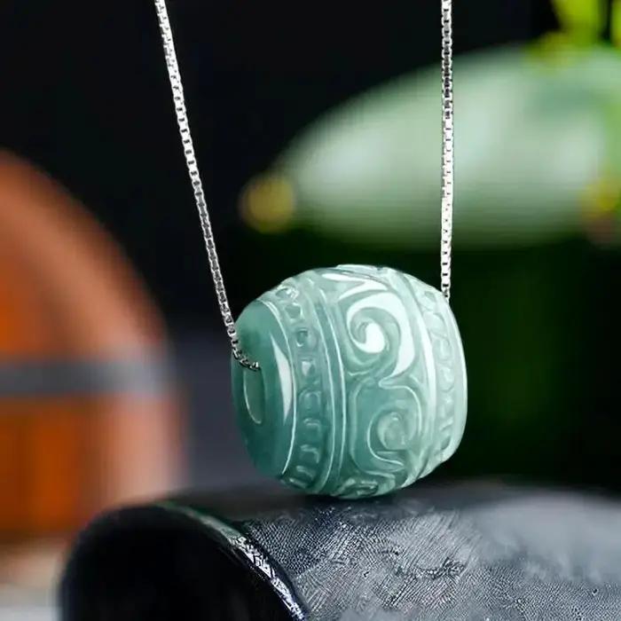 Collier pendentif en perles de jadéite du Myanmar pour hommes, bijoux de charme, Birman naturel, acc