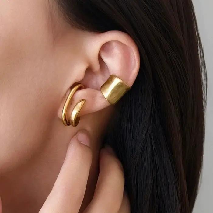 Boucles d'oreilles rétro en or rose style manchette classique sans perçage pour femmes occasions spéciales et quotidienne