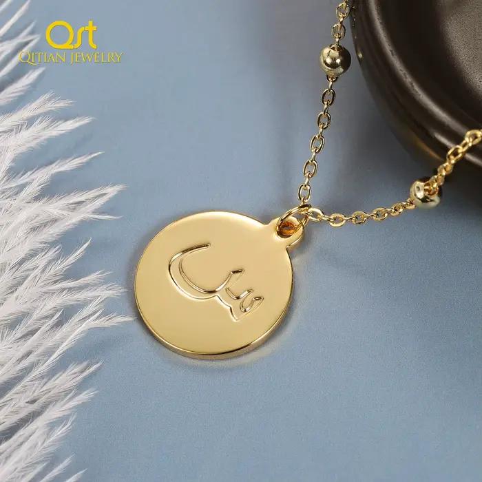 Colliers de la présidence avec lettre initiale arabe pour femme, tour de cou en or, pièce de monnaie