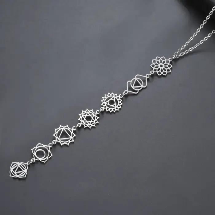 Collier de Yoga 7 chakras, pendentif en acier inoxydable pour méditation, cadeau spirituel Boho