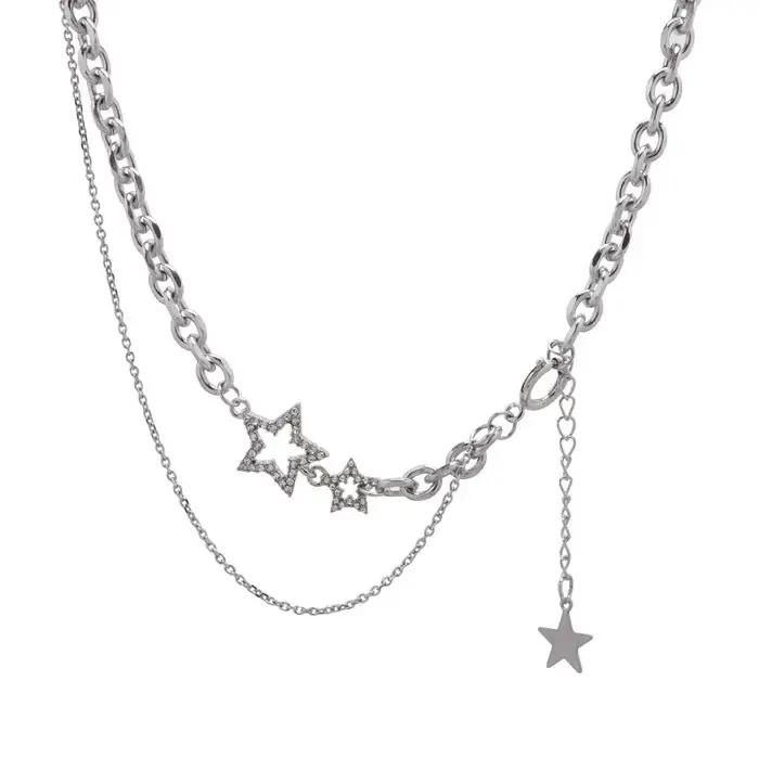 Collier étoile en zircon avec chaîne de maillons pour femmes, bijoux punk à la mode, cadeau de fête pour occasions spéciales