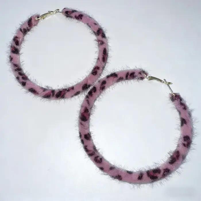 Y2K – boucles d'oreilles imprimées léopard rose pour femmes, accessoires Sexy, Punk, mode, esthétiqu