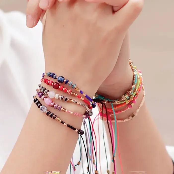 Bracelet Bohème Femme Perles de Rocaille Tissage Main Occasions Spéciales Libération Créative