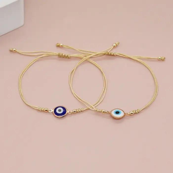Go2boho nouveau en émail mauvais œil corde Bracelet d'amitié réglable femmes hommes enfants bijoux d'été