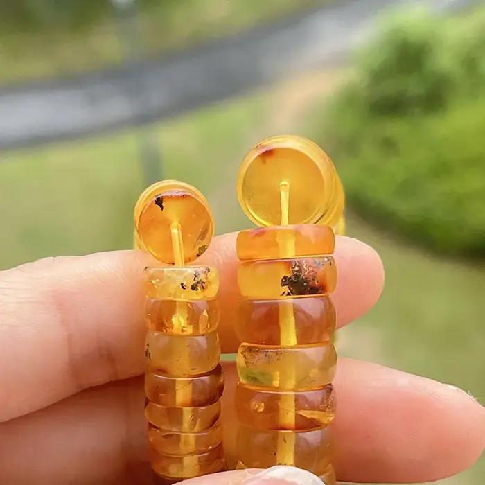 Bracelet d'ambre de plante baltique doré perles naturelles faites à la main pour femmes occasions spéciales cadeau unique