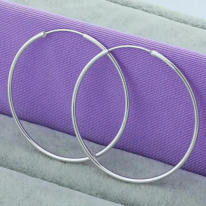 Cercle rond 35/50/60mm boucles d'oreilles couleur argent pour femme mariage fiançailles fête mode ch