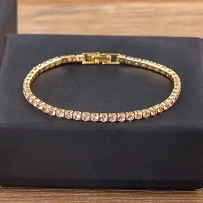 Nidin – Bracelet chaîne de Tennis pour femmes, luxe, pratique, 4 griffes, mosaïque, zircone cubique, 6 couleurs arc-en-ciel, bijoux de fête à la mode, cadeau