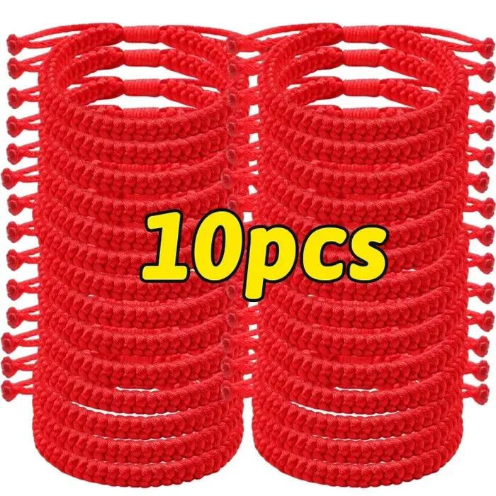 Bracelets porte-bonheur rouges faits à la main pour femmes et hommes, bracelets tibétains bouddhiste