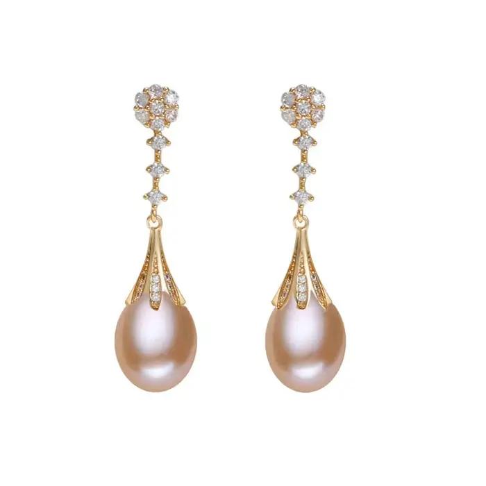 Boucles d'oreilles en perles d'eau douce naturelles, boucles d'oreilles en argent 925 pour femme, mariée, avec perles blanches, cadeau d'anniversaire, noir et blanc
