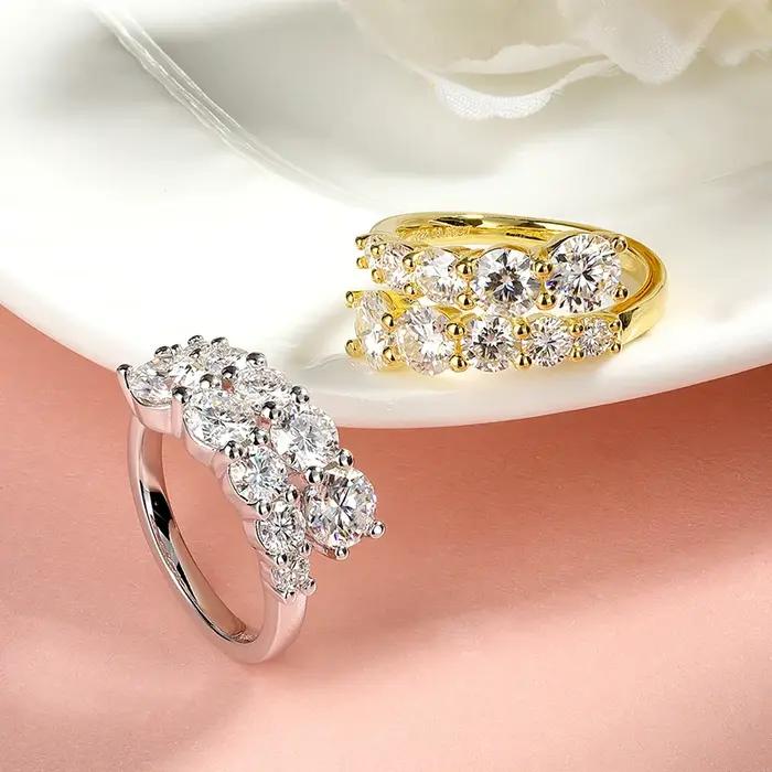Bagues en argent sterling 925 serties de moissanite blanche pour femmes, ensemble de mariage, cadeau romantique, occasions spéciales