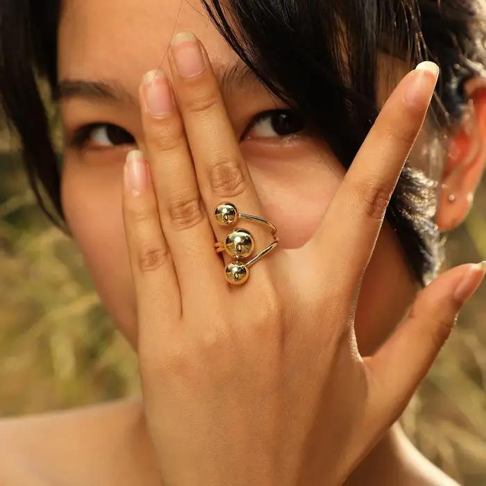 Bague de déclaration à boules ouvertes pour femmes