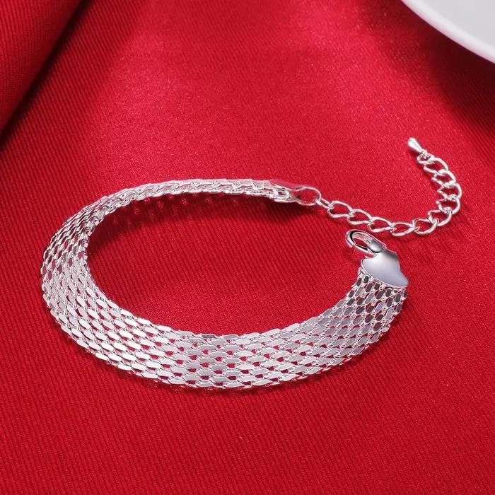 Bracelet en argent sterling 925 chaîne de tissage exquise pour femmes élégantes bureau carrière anniversaire cadeau de mariage noël bijoux nouvelle collection