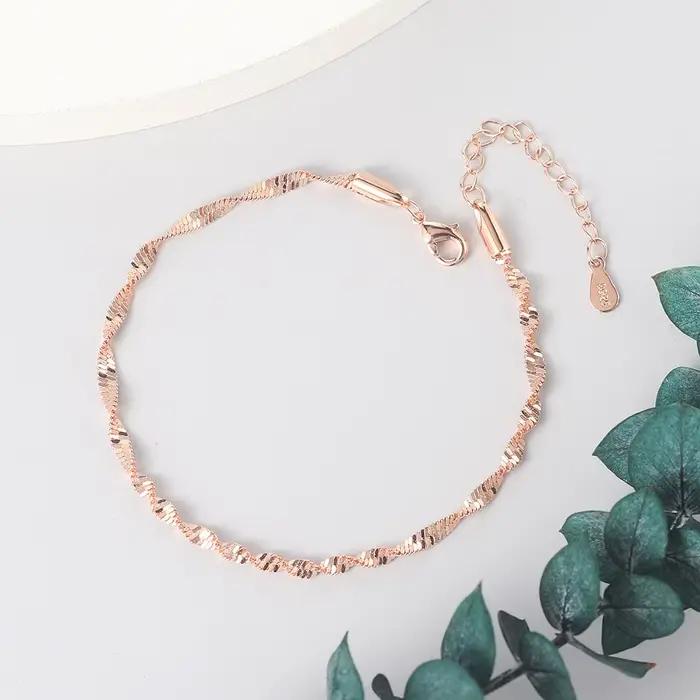 Bracelet en spirale torsadé pour femmes, bijoux tendance, lisse, exquis, ondulé, Grain torsadé, Rose
