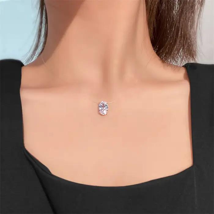 Collier de luxe en Zircon ovale AAA pour femmes