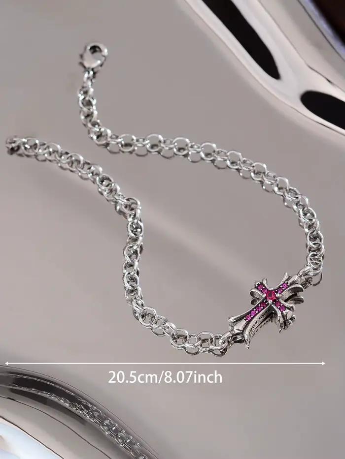Bracelet croix serti de diamants de style rétro hip-hop pour femmes, personnalisé, tendance, de niche, simple, polyvalent, bijoux de couple à la mode