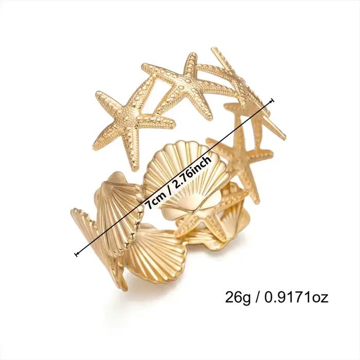 Bracelet de bras réglable forme coquillage étoile de mer femme bijoux vacances plage accessoire thème nautique océan fantaisie marine