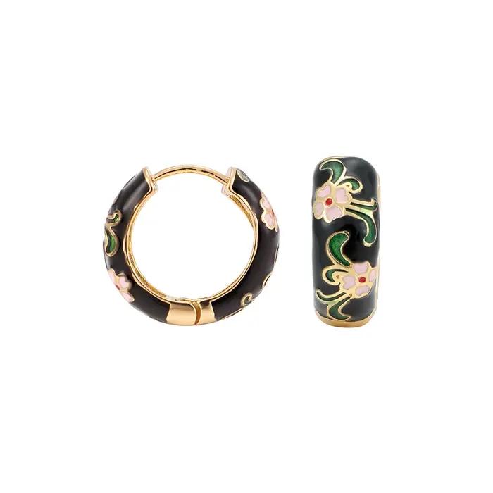 Boucles d'oreilles Huggie en forme de fleur en émail pour femmes style vintage boho bijoux de déclaration pour occasions spéciales
