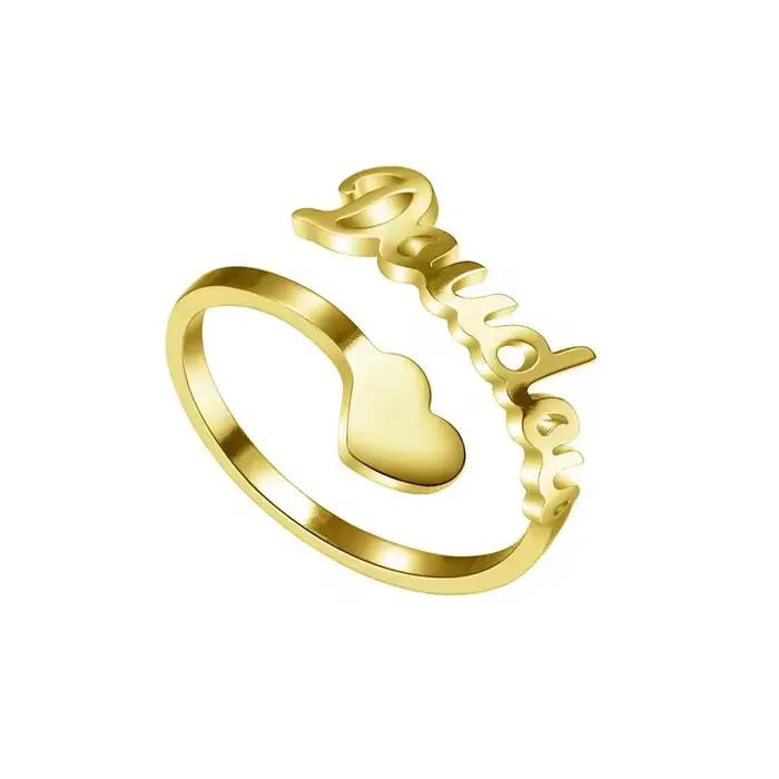 Bague personnalisée avec nom en forme de cœur rempli/bague Unique personnalisée/pour petite amie, fe
