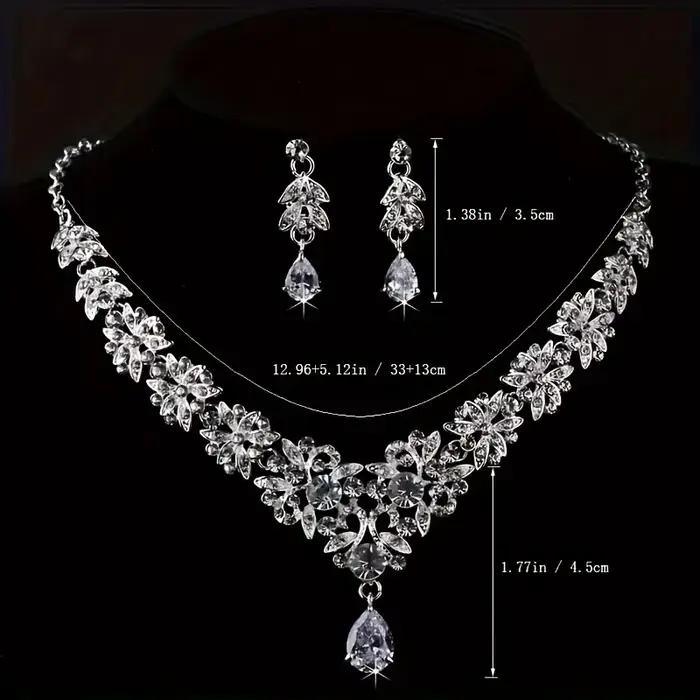 Ensemble de boucles d'oreilles et collier en diamant blanc pour femme occasions spéciales mariage banquet de luxe