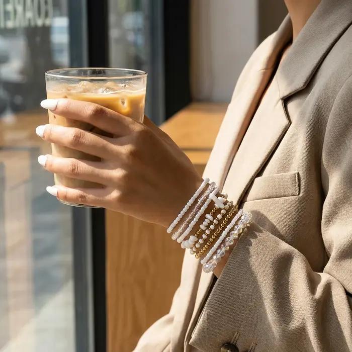 8 pièces/ensemble de bracelets bohèmes faits à la main en perles de riz de cristal pour femmes et hommes
