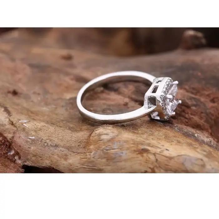 Bagues carrées simples en argent regardé 925 pour femmes