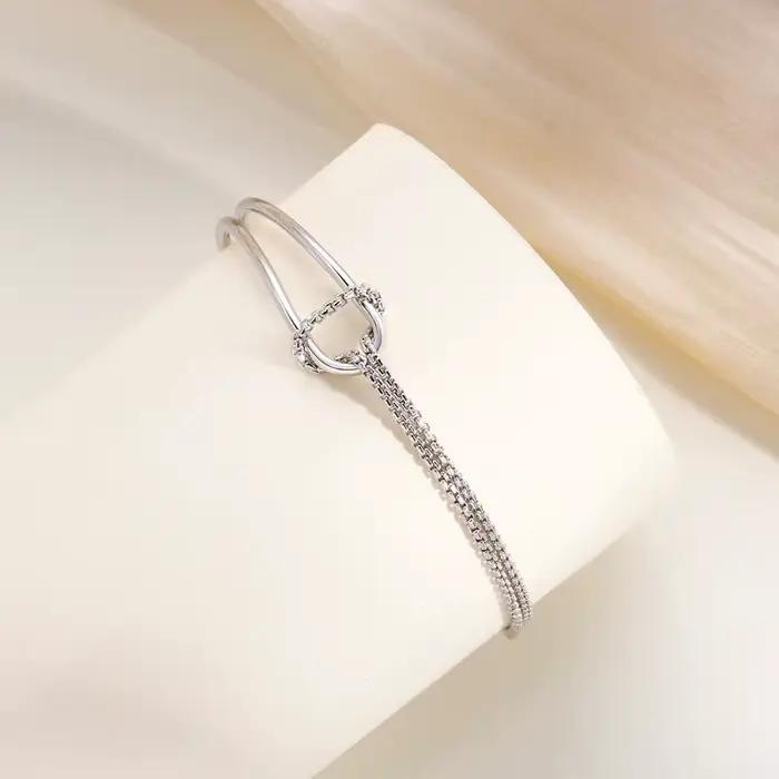 Bracelet en argent sterling 925 avec nœuds entrelacés pour femmes et filles, style vintage minimaliste, chaîne réglable, bijou de fête, cadeau