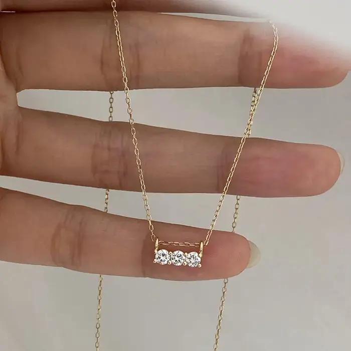 ANENJERY – collier avec pendentif rond en Zircon brillant pour femmes, Design de luxe, chaîne de cla