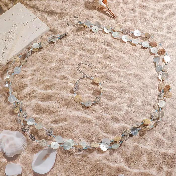 Collier de perles de coquillage multicouches à la mode, Bracelet fait à la main pour femmes, chaîne de clavicule, accessoires de bijoux de Style plage