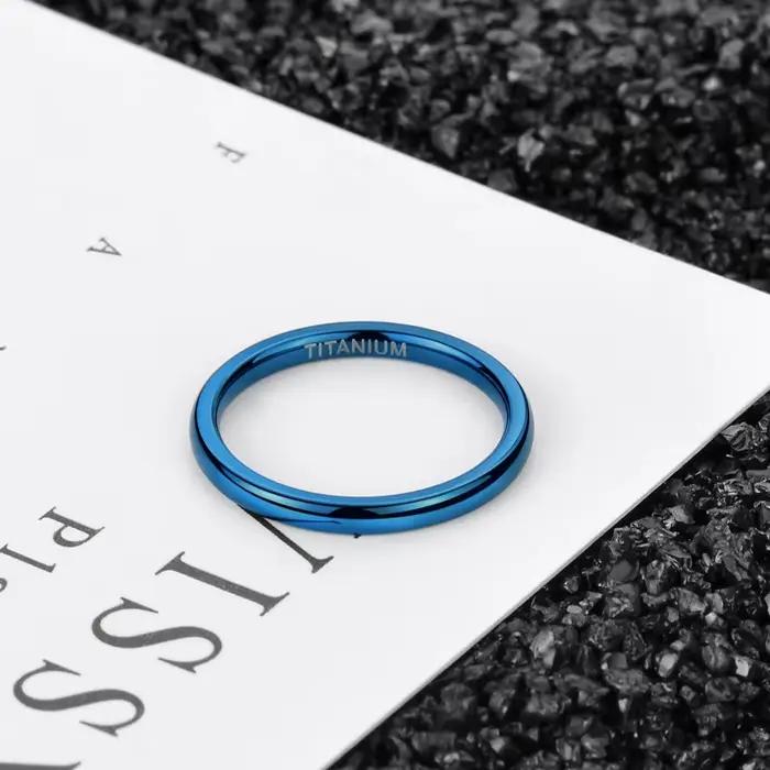 Somen – bagues de 2mm pour femmes, Bague bleue en titane mince, Bague de fiançailles, de mariage, bijoux de mode pour hommes, Bague Homme Anillos Mujer
