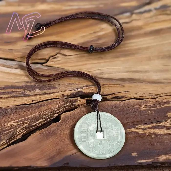Collier pendentif en argent de Jade véritable naturel