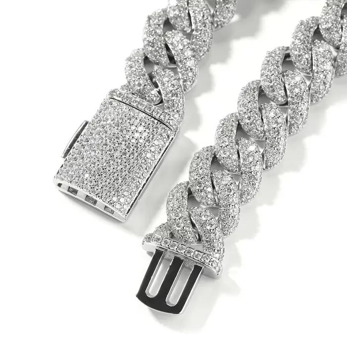 Uwin Collier Chaîne Cubaine Miami Bubbles Lourde 18mm et Bracelet Entièrement Micro-Pavé de Zircone Cubique, Bijoux Hip-Hop Tendance