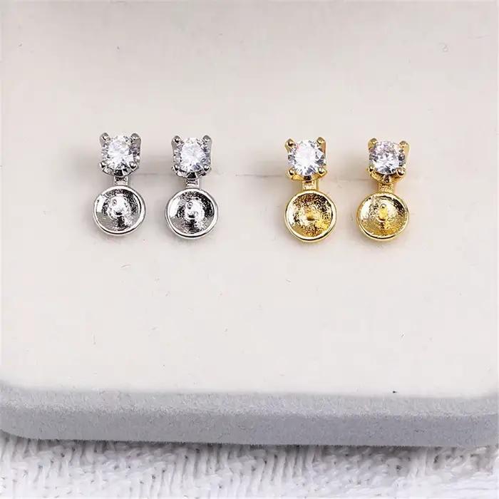 Boucles d'oreilles en perles d'or 14K, Base de réglage, Simple, mode, fait à la main, résultats de fabrication de bijoux, 19 styles de tempérament