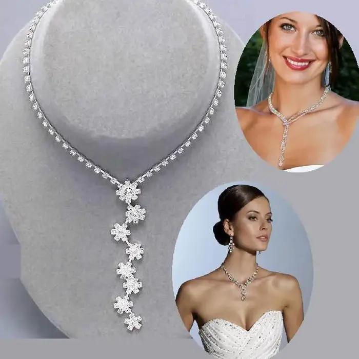 BLIJERY mode demoiselle d'honneur ensembles de bijoux de mariée pour les femmes strass cristal collier boucles