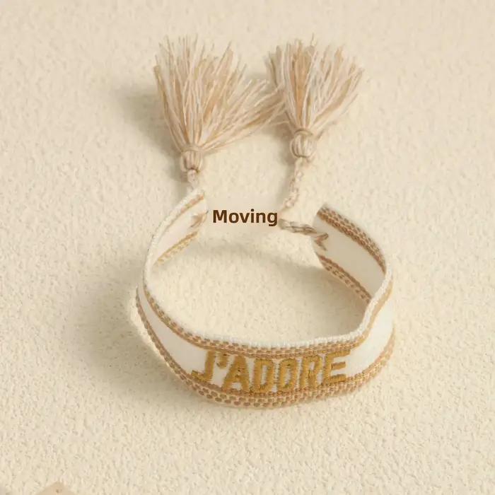 JADORE lettre brodé tricoté Bracelet gland dames tissé