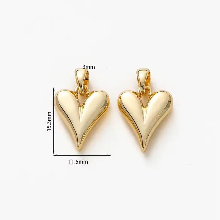 Breloques en forme de petit cœur de pêche plaqué or 18 carats, pour la fabrication de bijoux, boucles d'oreilles, colliers, pendentif, accessoires, 4 pièces