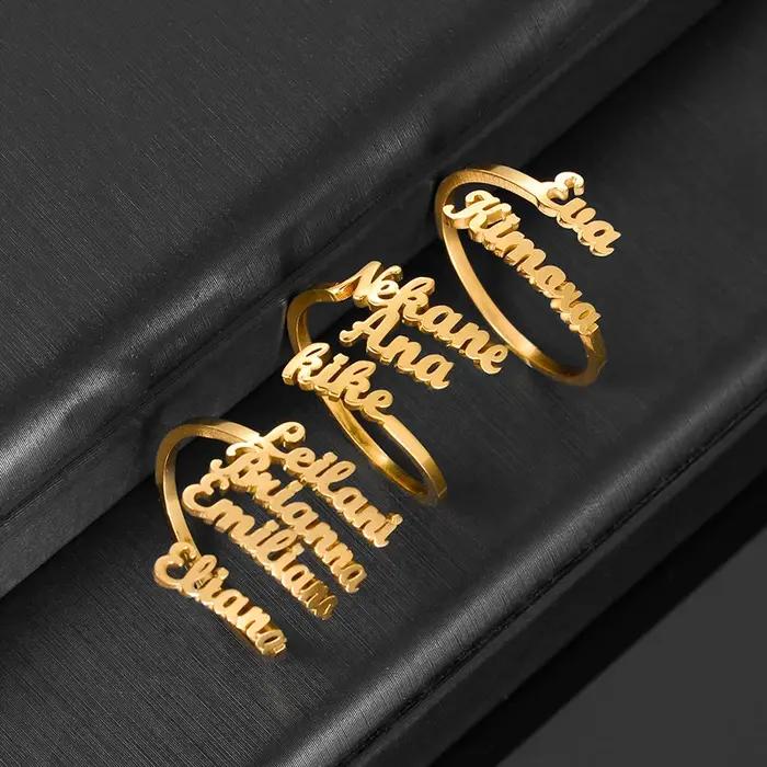 Bague Double nom personnalisée pour hommes et femmes