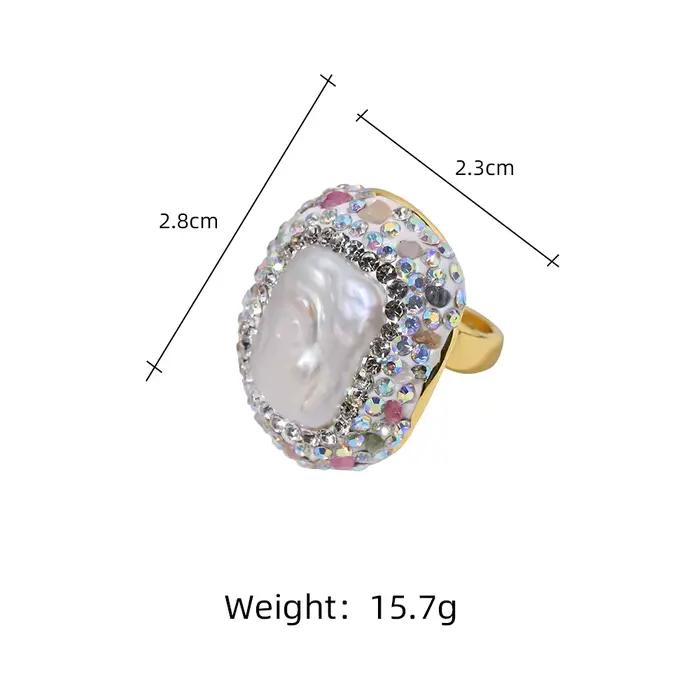 Bague tourmaline incrustée de perles baroques pour femmes mode personnalisée élégance luxe et personnalité banquets occasions spéciales