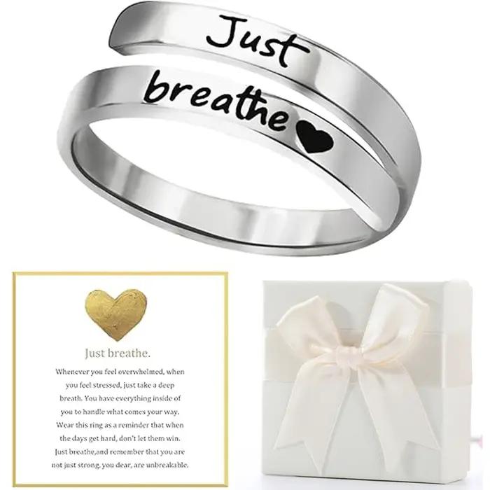Bague en forme de cœur Just Breathe pour femmes et hommes