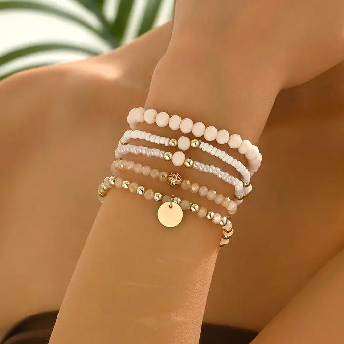Bracelets ethniques bohème en perles pour femmes chaînes de perles empilables accessoires de bijoux faits à la main style y2k occassions spéciales femmes