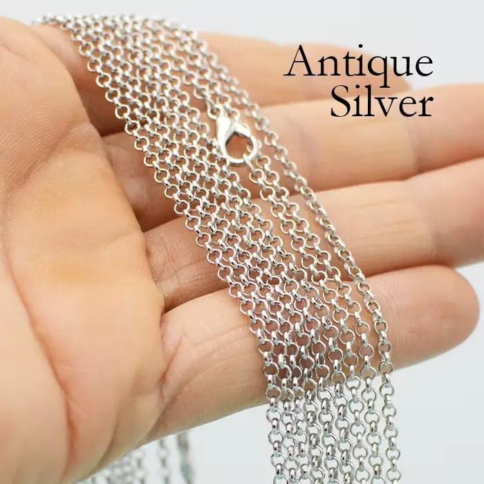 20 Pièces Rolo Chaîne Collier pour Femmes En Gros Or Couleur Bronze Cuivre Noir Argent Plaqué