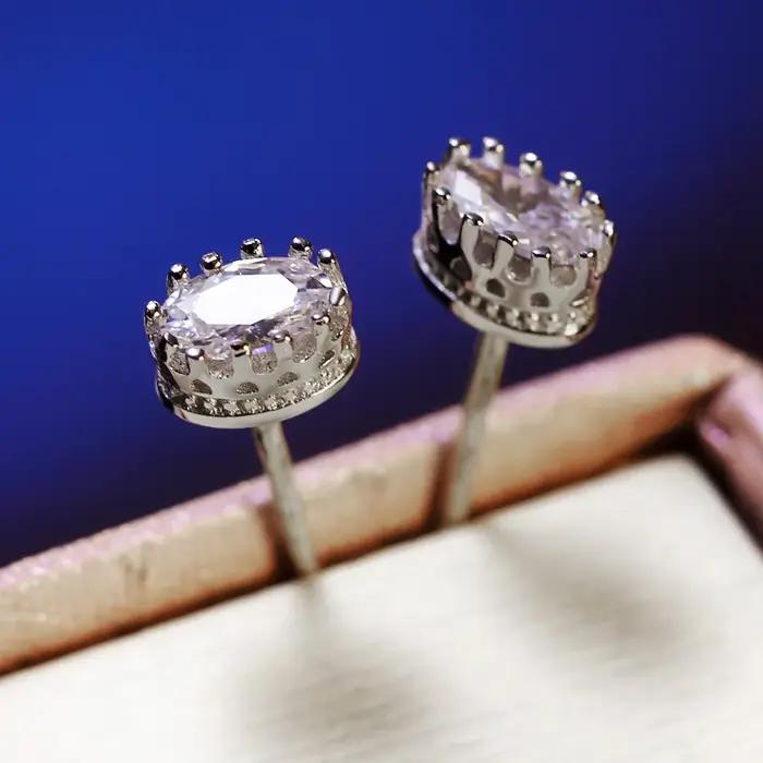YLMyself 925 argent ovale 6mm cubique zircone boucles d'oreilles, bijoux de déclaration pour les fem
